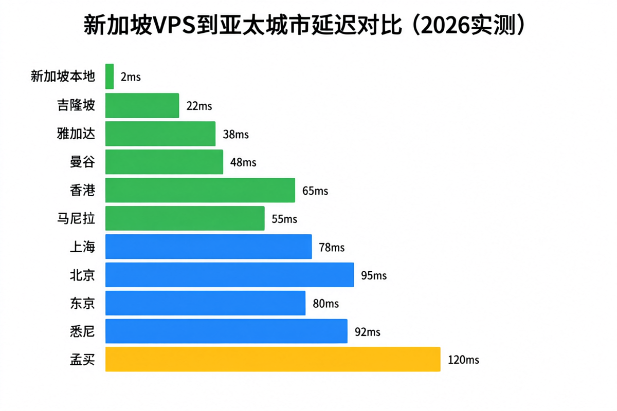 新加坡VPS到亚太各地延迟实测 新加坡VPS到亚太延迟对比